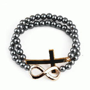 Fashion Alloy Cross And Figure 8 Bicyclic Beads Bracelets