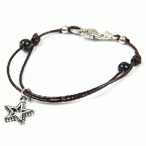 Cheap New Hand-woven Star And Ball Shape Alloy Rope Resin Bracelet with Adjustable Inner Diameter